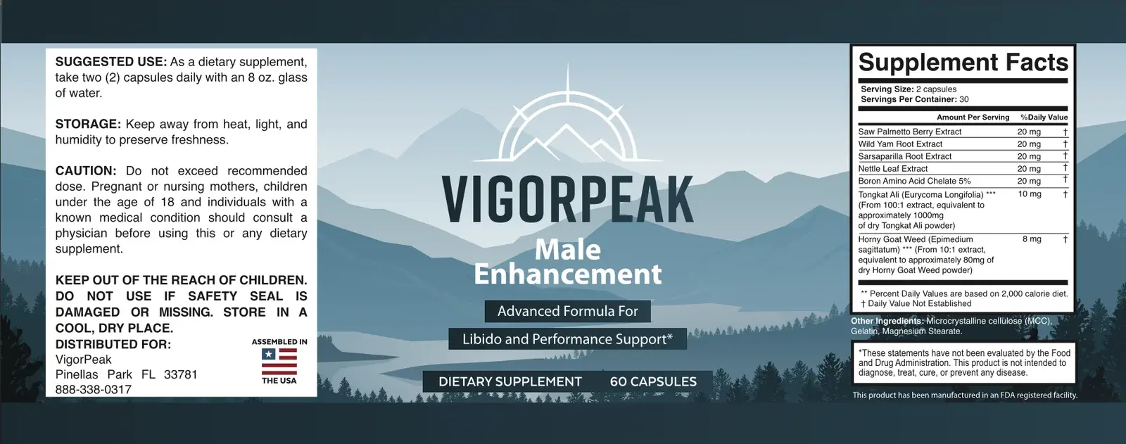 VigorPeak Supplement Label